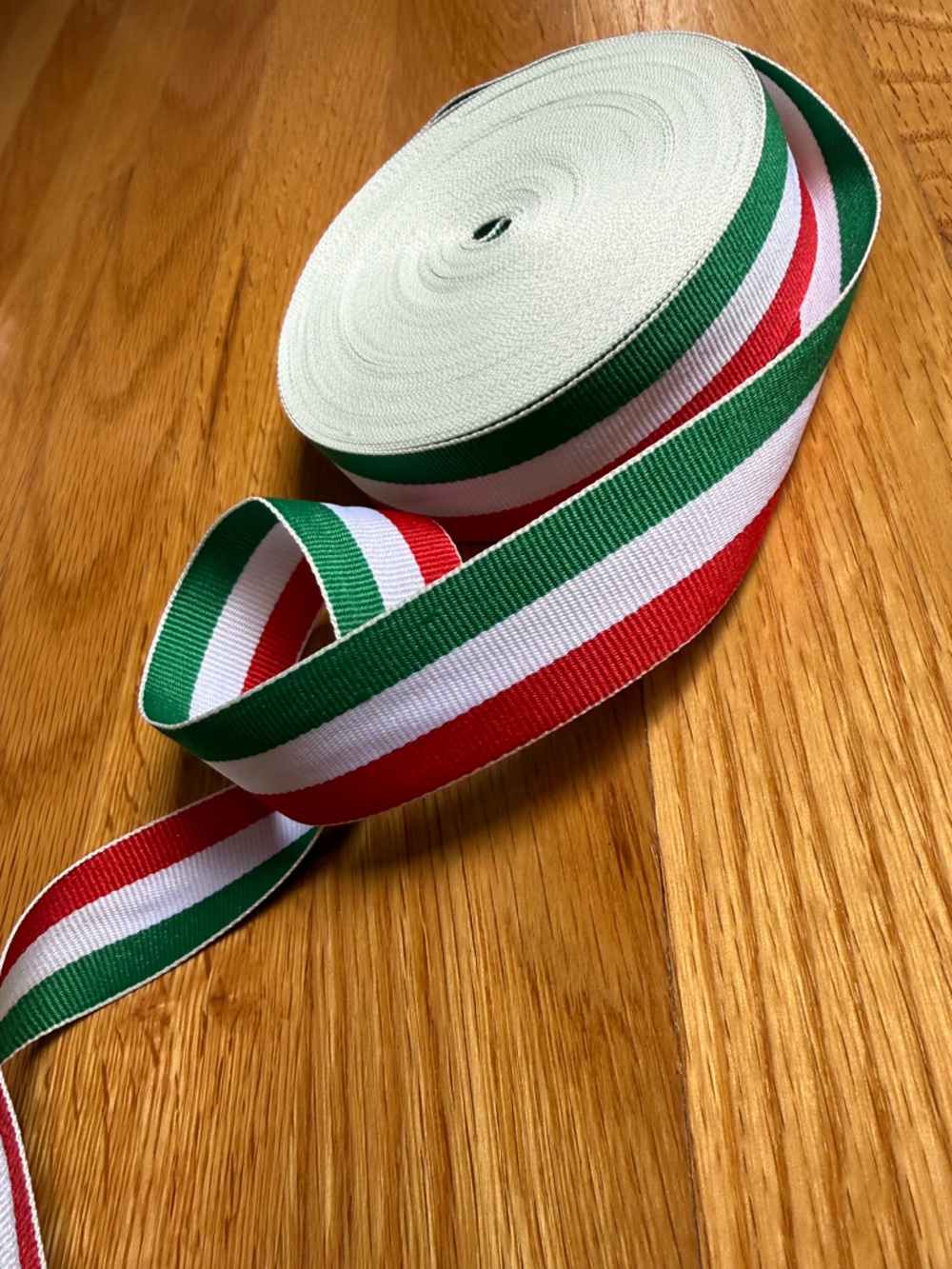 Striped Grosgrain Ribbon - Green, White & Red